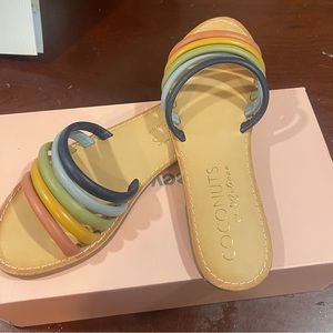 Coconut multi colored summer flat. Never worn